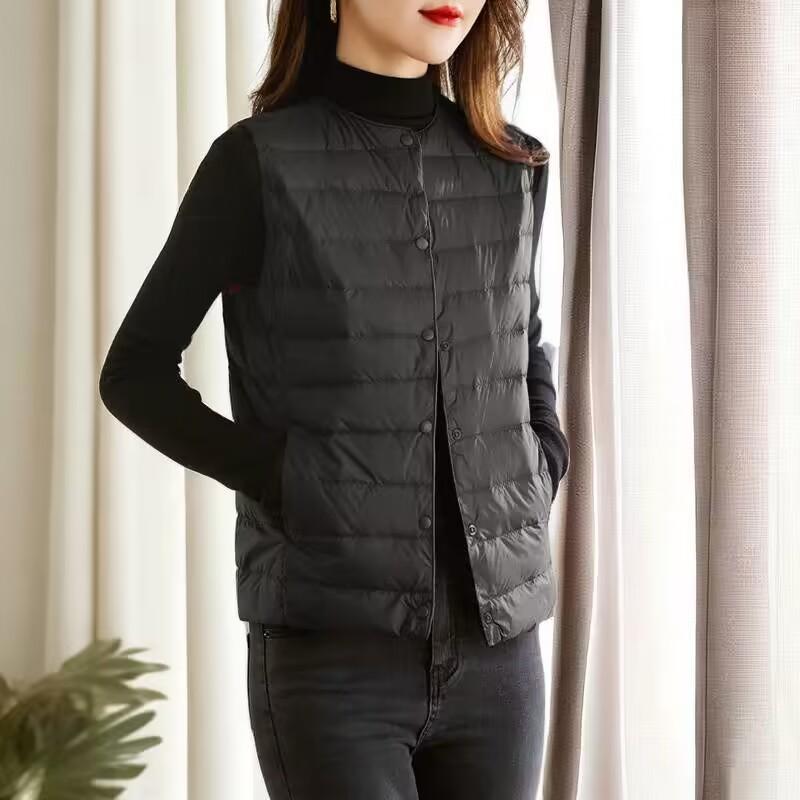 Vestă caldă fără mâneci de primăvară și toamnă pentru femei, cu fermoar, de culoare uni, subțiri, confortabile
