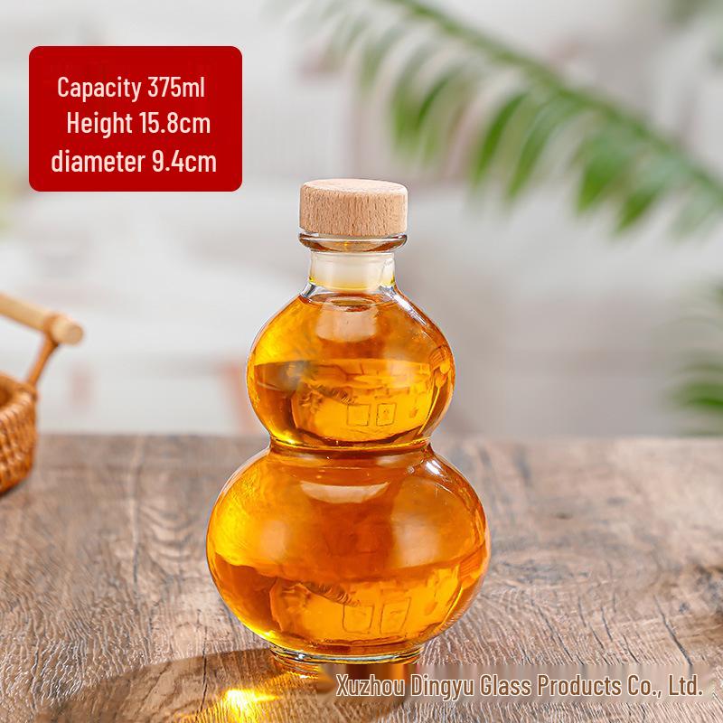 Gourd-Shaped Glass Wine Bottle for Liquor Storage – Sealed, Food-Grade, Empty, High-Grade.