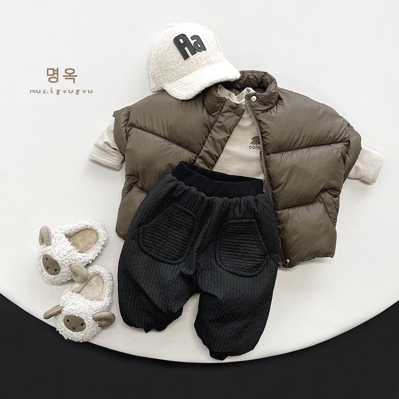 Kids Thick Padded Warm Winter Pants Korean Style Casual Unisex Toddler Children Trousers