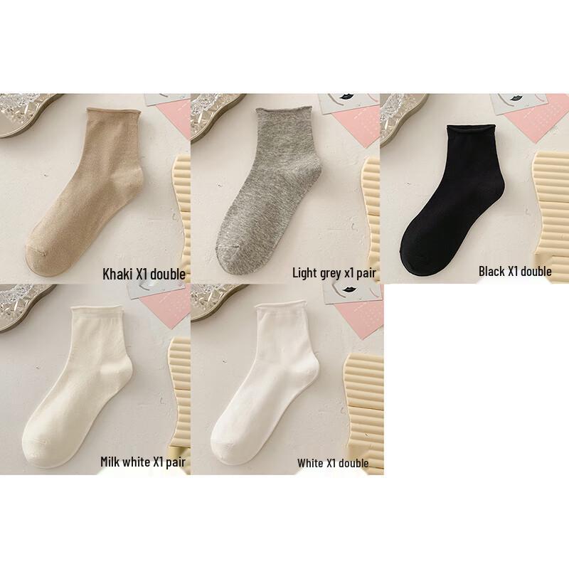 LCsanyp Rolled-Edge Mid-Calf Socks One Size