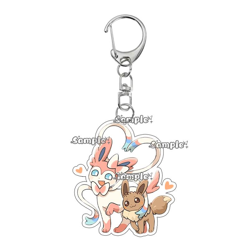 Kawaii Couple Eevee Umbreon Jolteon Anime Acrylic Keychain Accessories Cartoon Backpack Charm Keyring Acrylic Ornaments Toy Gift