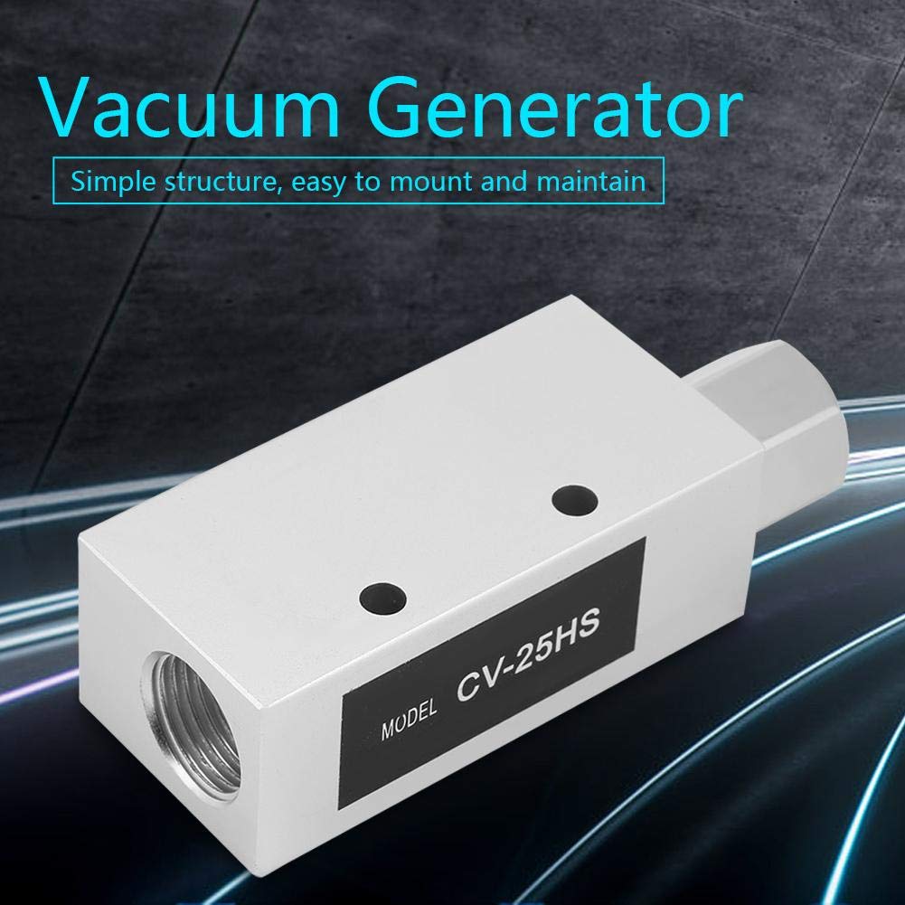 Vacuum Generator, CV-25HS Pneumatic Air Exhaust Vacuum Generator Ejector Vacuum Generator Valve 1.5 mm Nozzle Rp1/4 Thread Diameter
