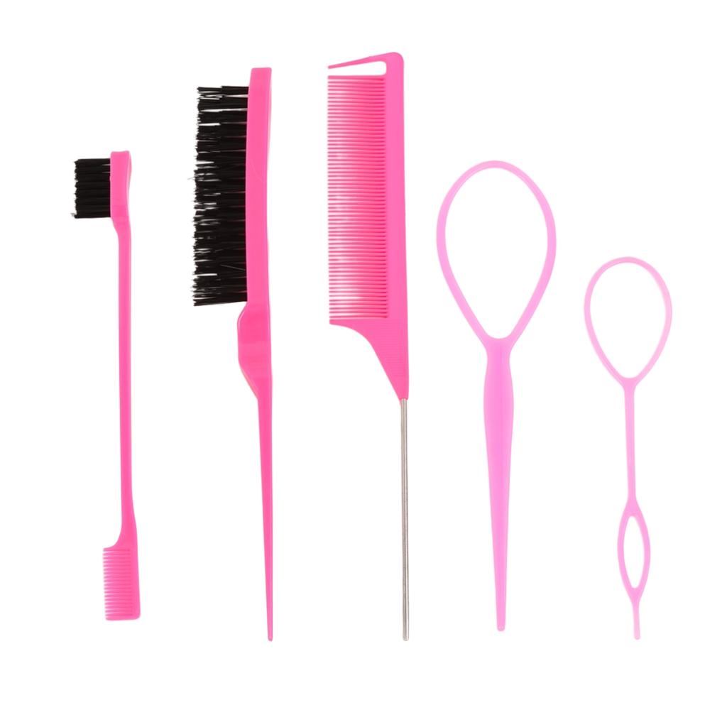3/5Pcs Hairdressing Tools Pointed Tail Comb Dual Head Eyebrow Brush Triple Row Comb Coiler Hair Salon Styling Comb