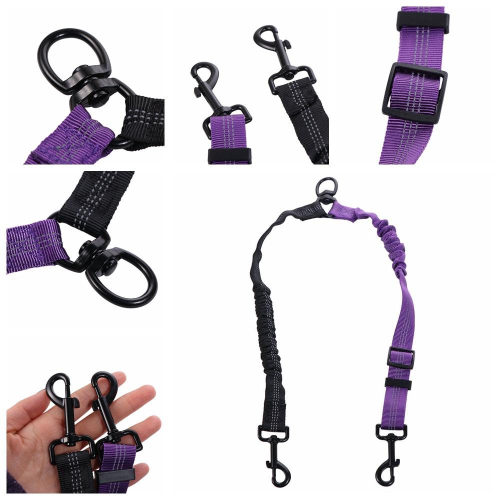 2 in 1 Double Dog Leash Reflective Adjustable Strap Two Dog Lead 360° Swivel Shock Absorbing Two Dog Traction Leash Pet Puppy