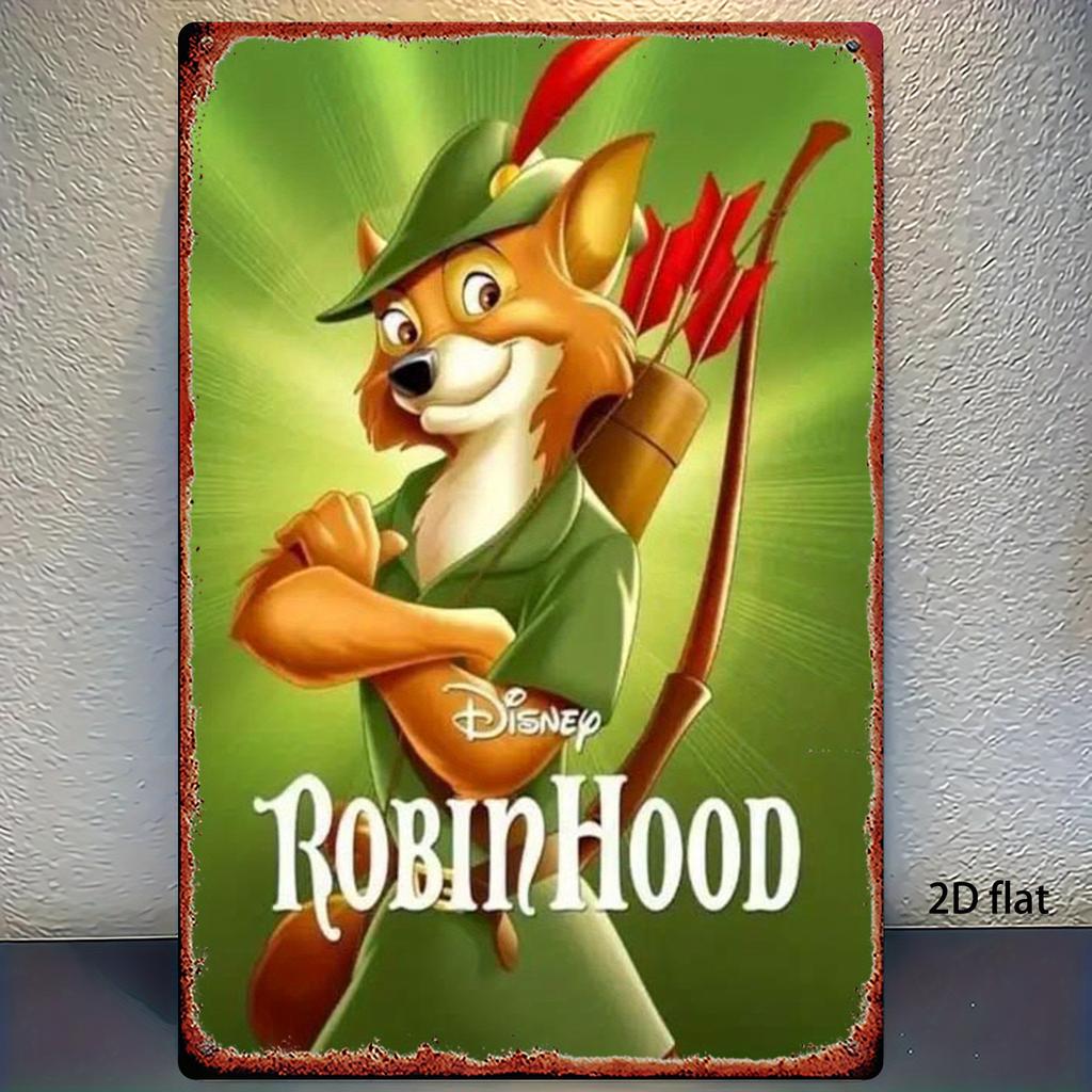 1pc iron painting of "Robin Hood" Fox Robin Hoodn' Decorative Tin Sign, 20.32cm x 30.48cm - Rustic Wall Art for Living Room, Gam