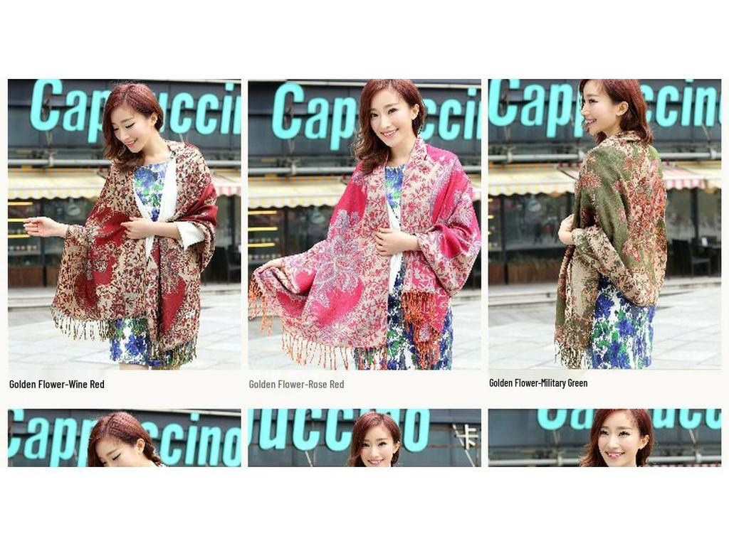 Ethnic Style Double-Sided Gold Thread Jacquard Women's Cheongsam Shawl Scarf - Thickened for Autumn and Winter