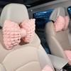 Car Interior Decoration Pillow Soft Pink Car Neck Pillow Headrest Lumbar Support Cartoon Bowknot Waist Pillow Comfort