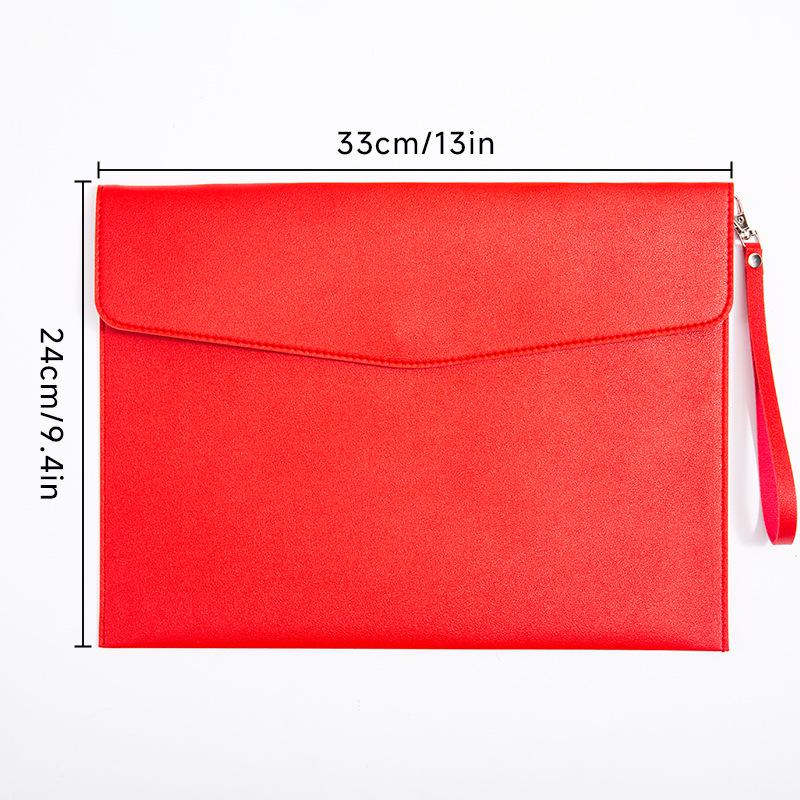Leather A4 Document Folder - Korean Style Customizable File Bag with Logo Option