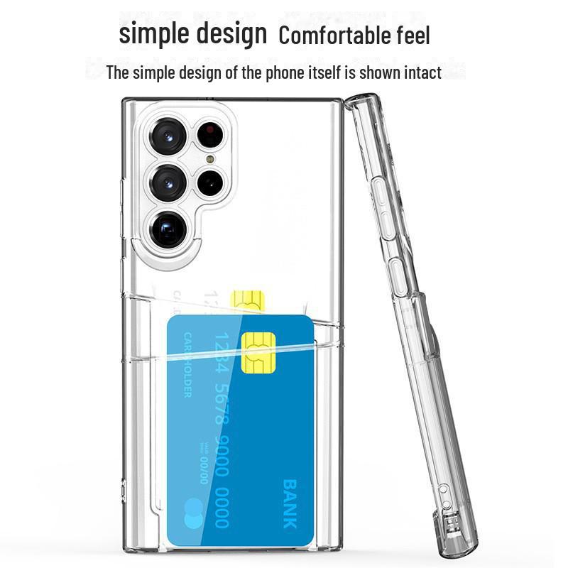 Samsung S24 Ultra Dual Card Anti-Fall Case, Transparent with Four-Corner Airbags for Full Protection.