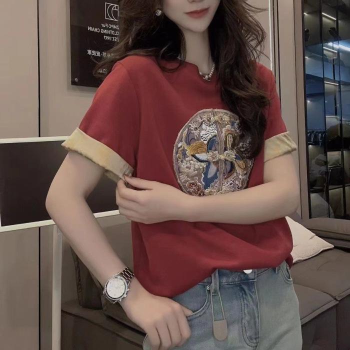 New Chinese Style Chinese Style T-shirt Contrasting Versatile Top