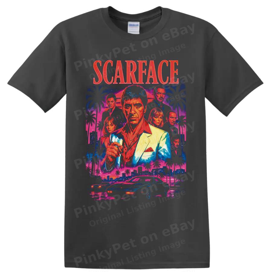 Tony Montana Scarface Movie T Shirt Neon Miami Crime Film Graphic Tee Gift Art