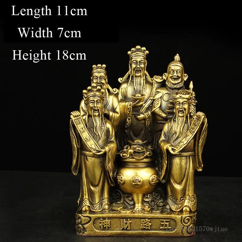 Pure Copper Buddha Statue, Five Wealth Gods Bronze Statue, treasure basin, Home Decoration, Living Room, Buddha Hall, 1Pc