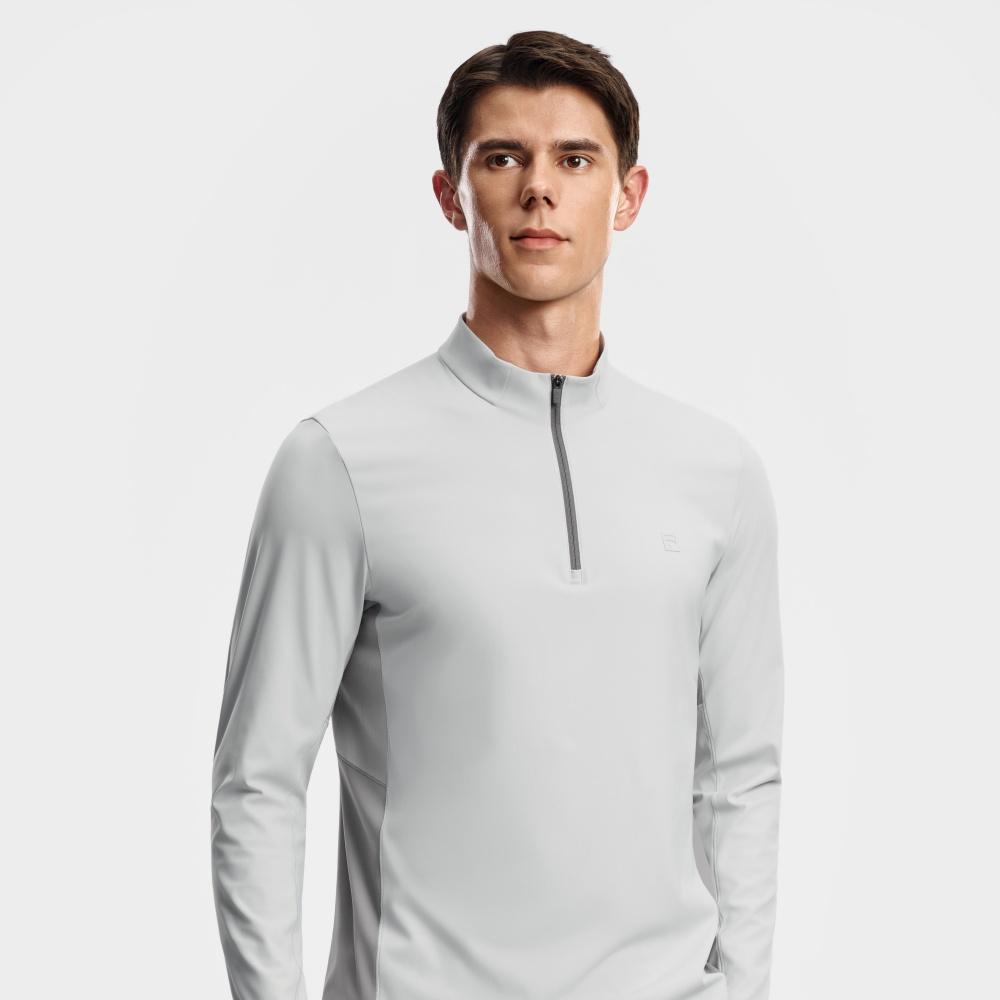 FILA T-Shirts Men's Light Gray Stand Collar Moderate Straight Fit