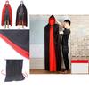 Mantello da Vampiro di Halloween con Cappuccio per Adulti e Bambini Reversibile Nero e Rosso Costume Cosplay