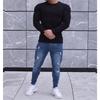 Men's Autumn Sports Fitness Casual Stand Collar Stretch Ribbed Crew Neck Long Sleeve Activewear