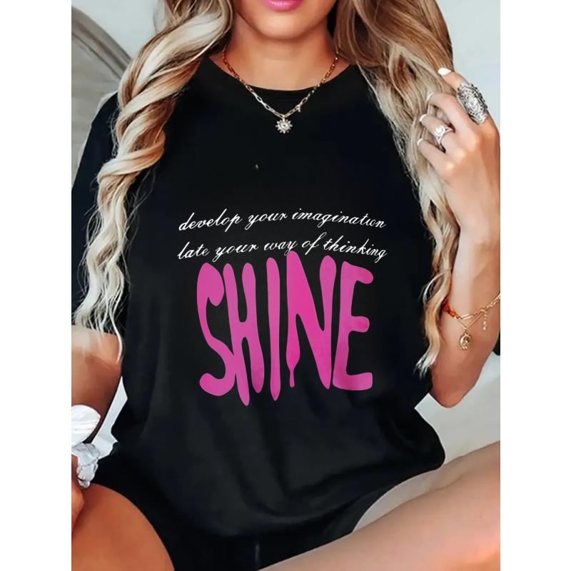 Oversized T Shirt Black Develop Your Imagination Let Your Way Of Thinking Shine Print For Casual Wear And Street Style