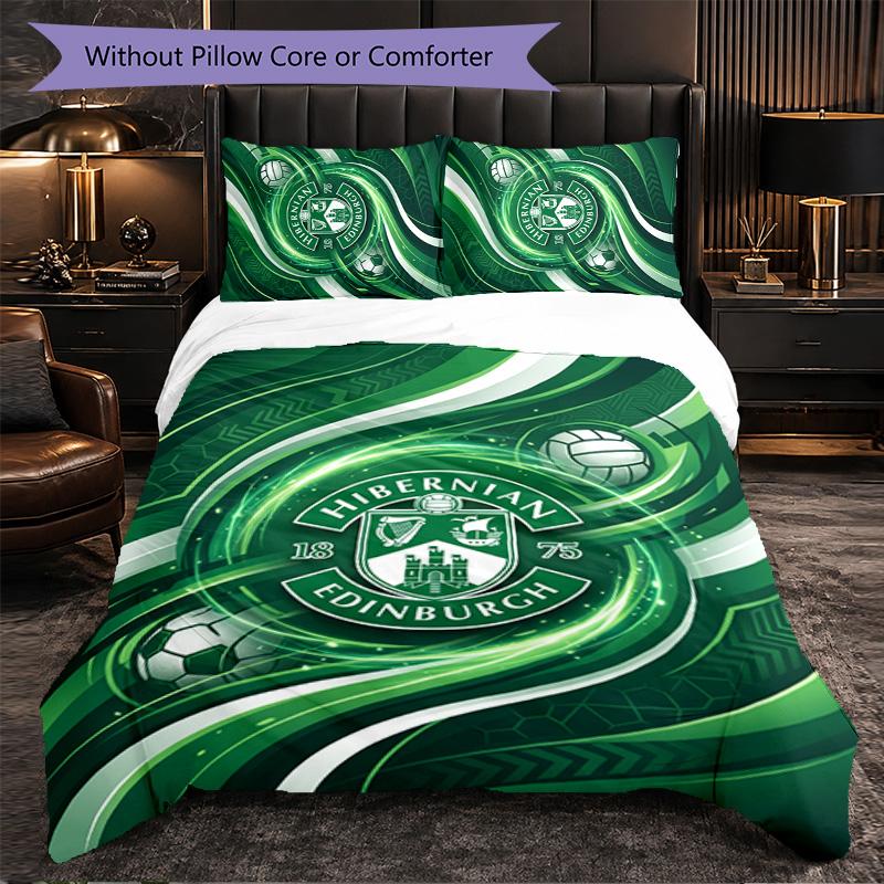 Biancheria da Letto a Tema Hibernian FC Set 3 Pezzi Copripiumino Biancheria da Letto Decorativa Per Stanza Adolescenti Decorazione Casa