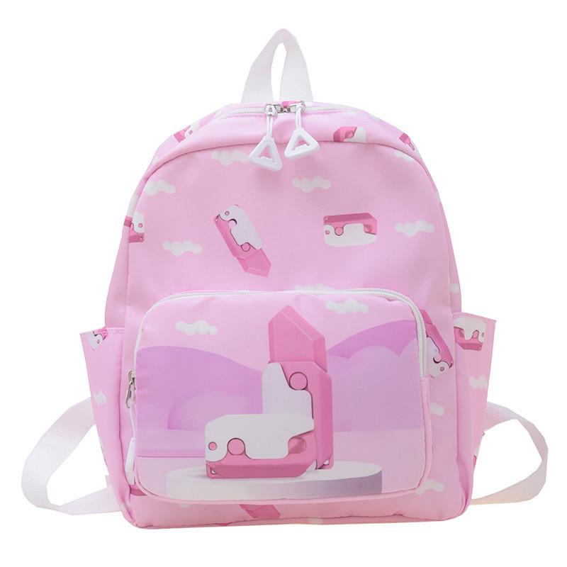 Trendy Cartoon Nylon Backpack For Kids Featuring Cute Carrot Knife Print In Multiple Colors