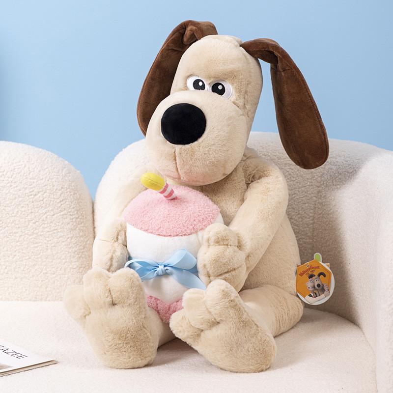 Adorable Standing Dog Plush Toy With Bow Tie And Rope Soft Pp Cotton Stuffed Animal