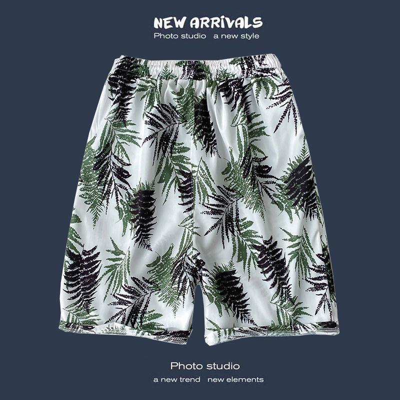 Men's Casual Loose Fit Five Point Shorts Trendy Floral Beach Vacation Couple Shorts Comfortable Versatile Summer Bottoms