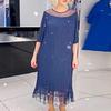 Women Dress Half Sleeve O Neck Double-layer Mesh Patchwork Ruffle Hem Plus Size