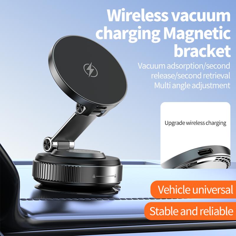 Magnetic Wireless Charger Holder Vacuum Phone Stand for Magsafe 16-12 Pro Max 360° Adjustable Suction Cup Car Dashboard