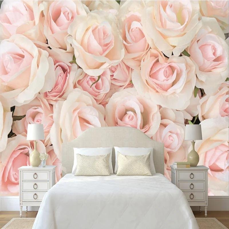 Modern 3d Romantic Rose Flower Mural Living Room Bedroom Background Wall Wallpaper Home Decoration