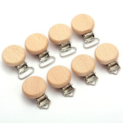 10st Trä Napphållare Metallklämma Beech Baby Nappklämmor Kedjetillbehör Träbitringleksak BPA-fri