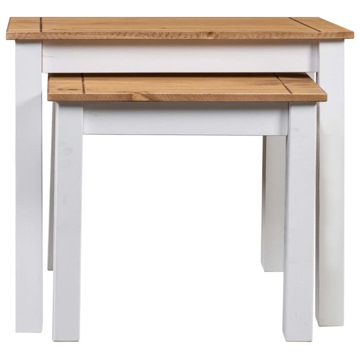 VidaXL Tables gigognes 2pcs Blanc Bois pin massif Assortiment Panama