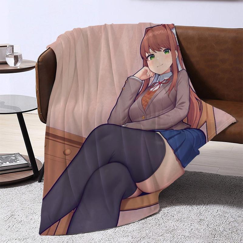 D-Doki Doki L-Literature Club Anime Throw Summer Blanket Fluffy Microfiber Bedding Portable Bed Blankets for Decorative Sofa