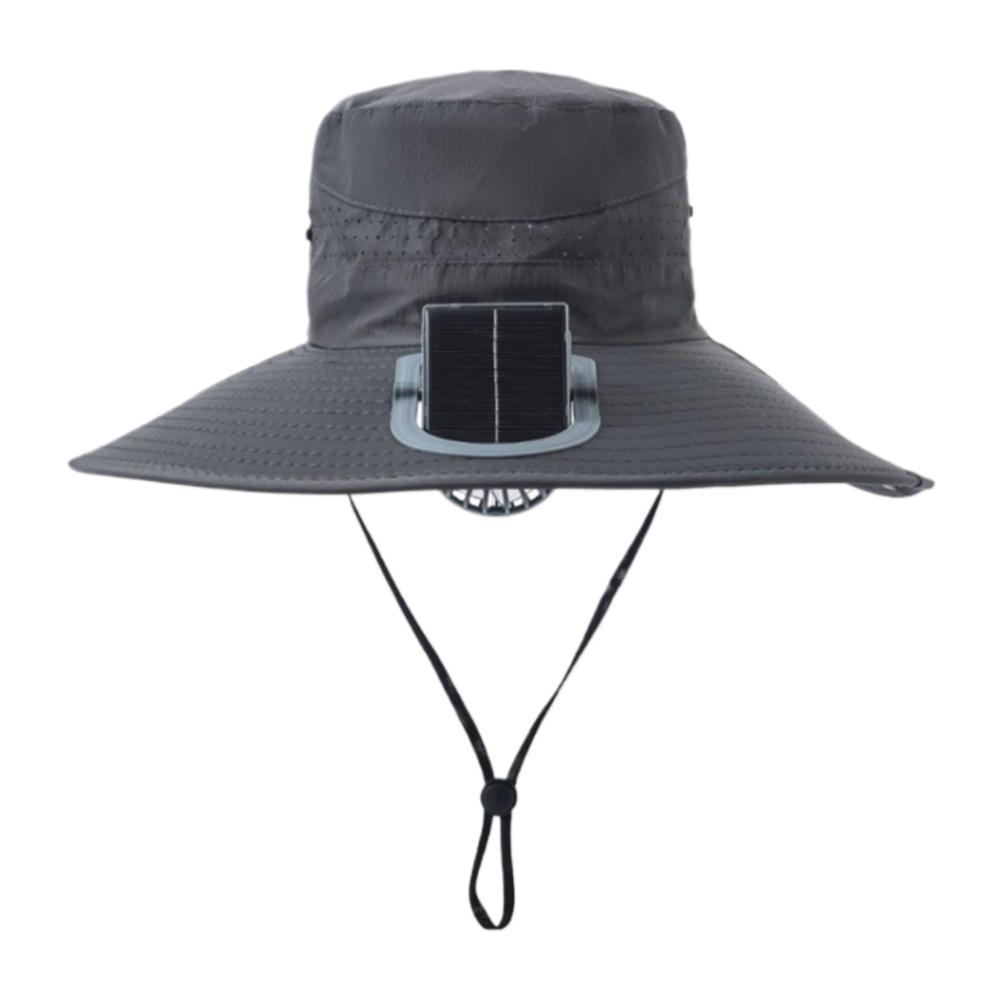 Solar Powered Fan Sun Hat Wide Brim UV Protection Fisherman Hat USB Rechargeable Cooling Bucket Hat For Fishing Hiking Outdoor