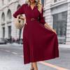Frühlings- und Herbstmode für Damen hochwertiges einfarbiges Kleid