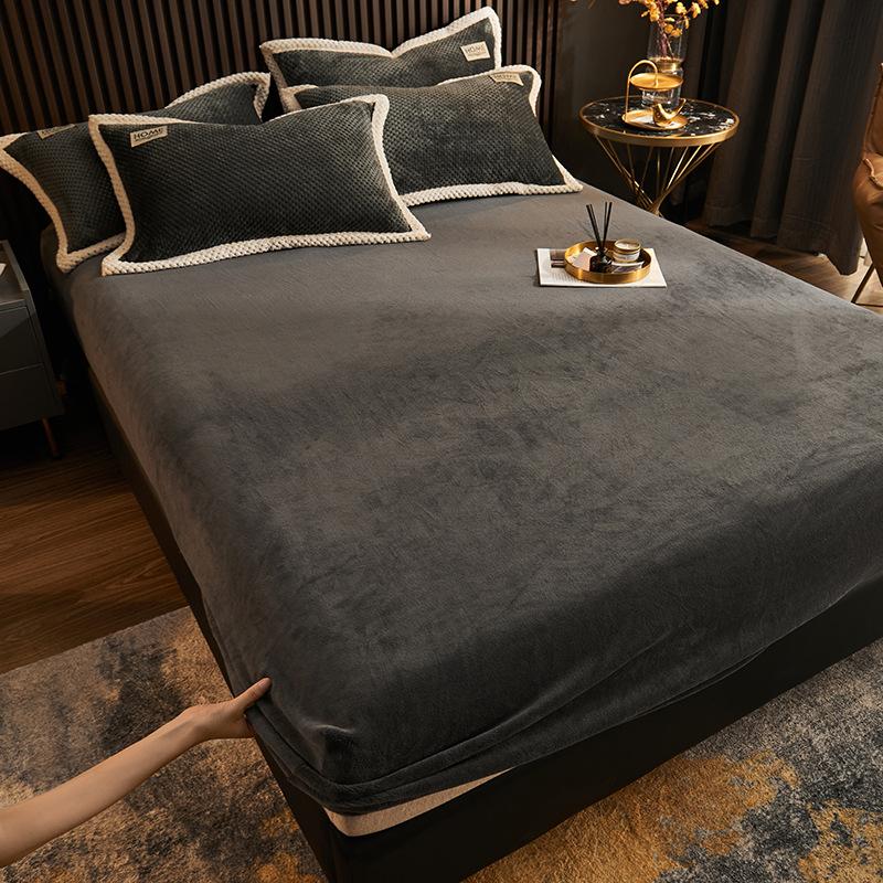 2026 New Plush Warm Fitted Sheet Bedspread Flannel Thicken Bed Mattress Cover Bed Protector Sheets No Pillowcase