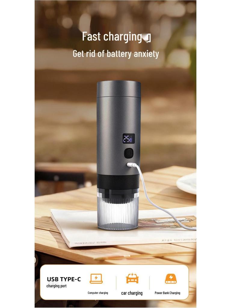 Rechargeable Portable Electric Coffee Maker - Automatic Pump & Heating for Outdoor Use with Capsules
