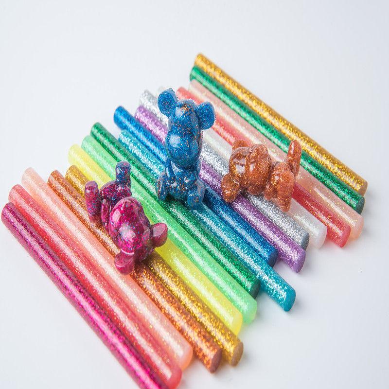 30 Stück Gemischte Farbe Hohe Haftkraft Starke Farbe Glitzer Heißschmelzklebestifte 10*0,7mm