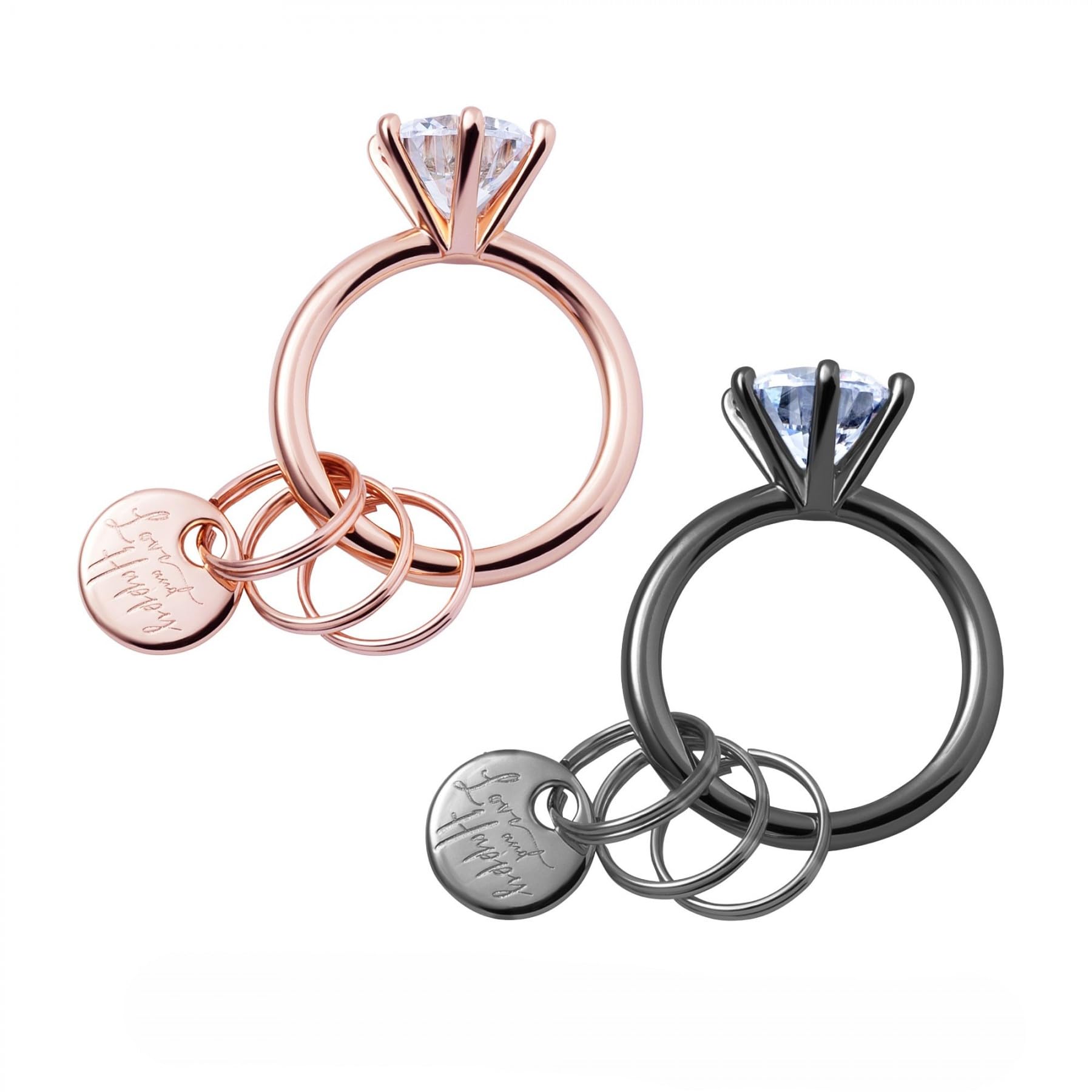 

Поцелуй KISS-KEYRING03-PI-KISS-KEYRING02-BK [PI x BK Набор из 2 штук] Брелоки в форме кольца для пар, друзей и семьи, Парные подарки для ключей и