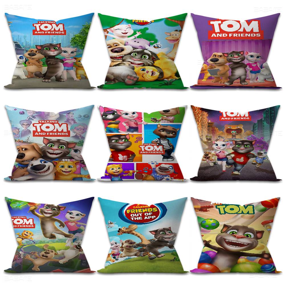 Exquisite Ornaments Unisex T-Talking T-Tom And F-Friends Anime Cushion Cover Decorative Pillow Sofa Home Decor Case Pillow Cases