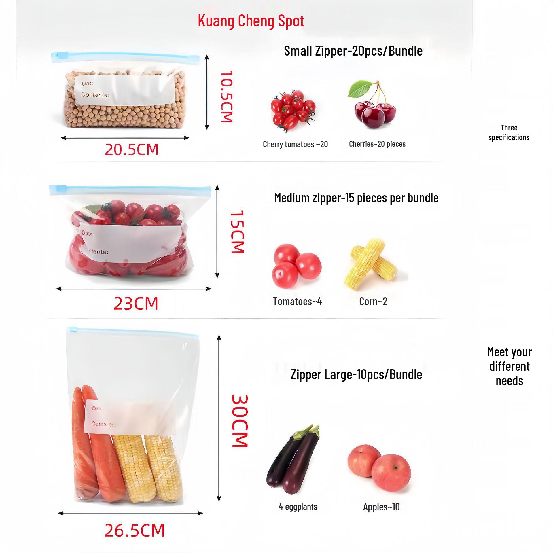 

Douyin Fav: Food-Grade Zippered Fresh-Keeping Bag for Fridge & Freezer Small Fresh-Keeping Bag (20 pieces)