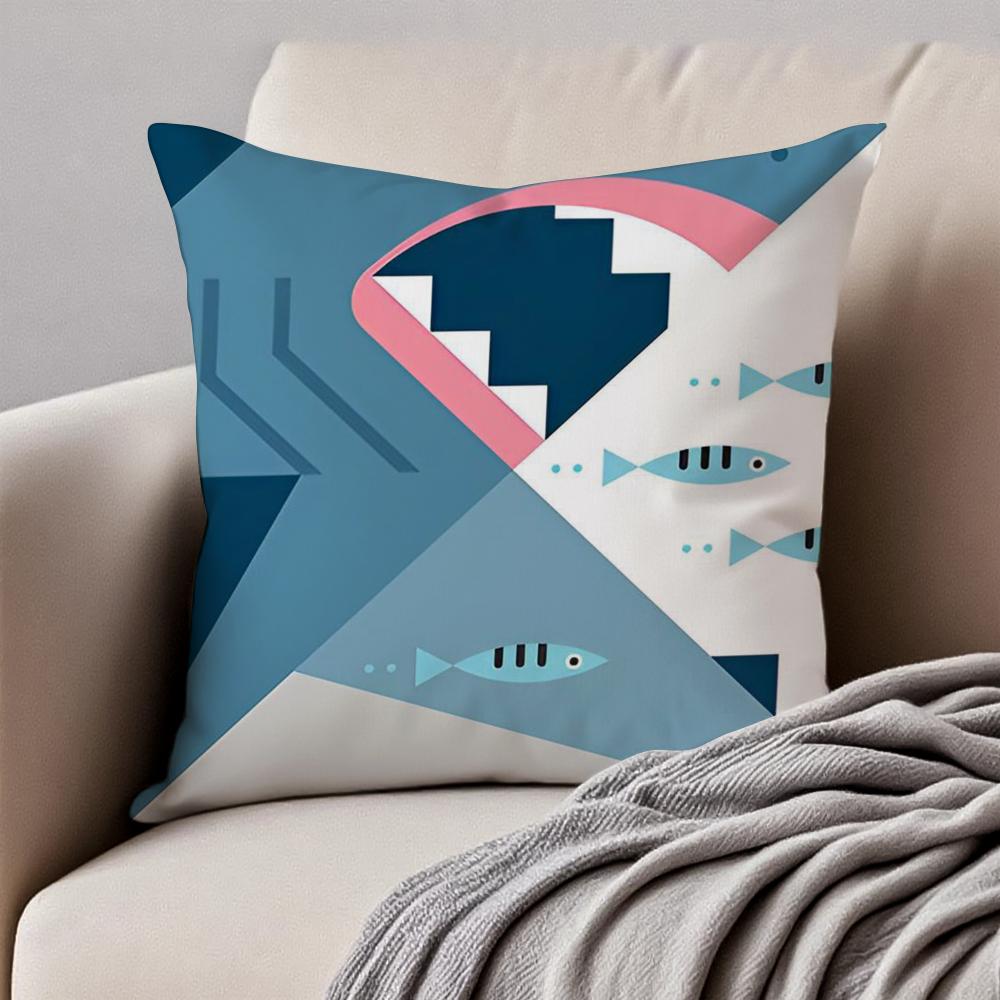 Minimalist Simple Animal Anime Art Cushion Cover Pillowcase Antidustmite Invisible Zipper Short Plush Sofa Cushion