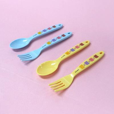 Leburn Cotton Bear Snack Spoon 2p + Fork 2p Set, Mixed Colors
