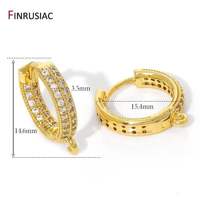 

18K Gold Plated Brass With Zircon Round Earring Hooks,Shvenzy Ear Wire Fastener For DIY Women Luxury Earrings Making Findings 1 pair