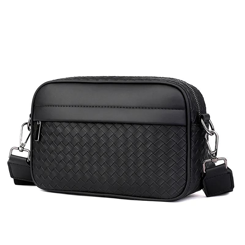 WEIXIER Herren Umhängetasche, Große Kapazität Premium Pu Leder Schultertasche, Einfache Vielseitige Pendler Sling für die Arbeit
