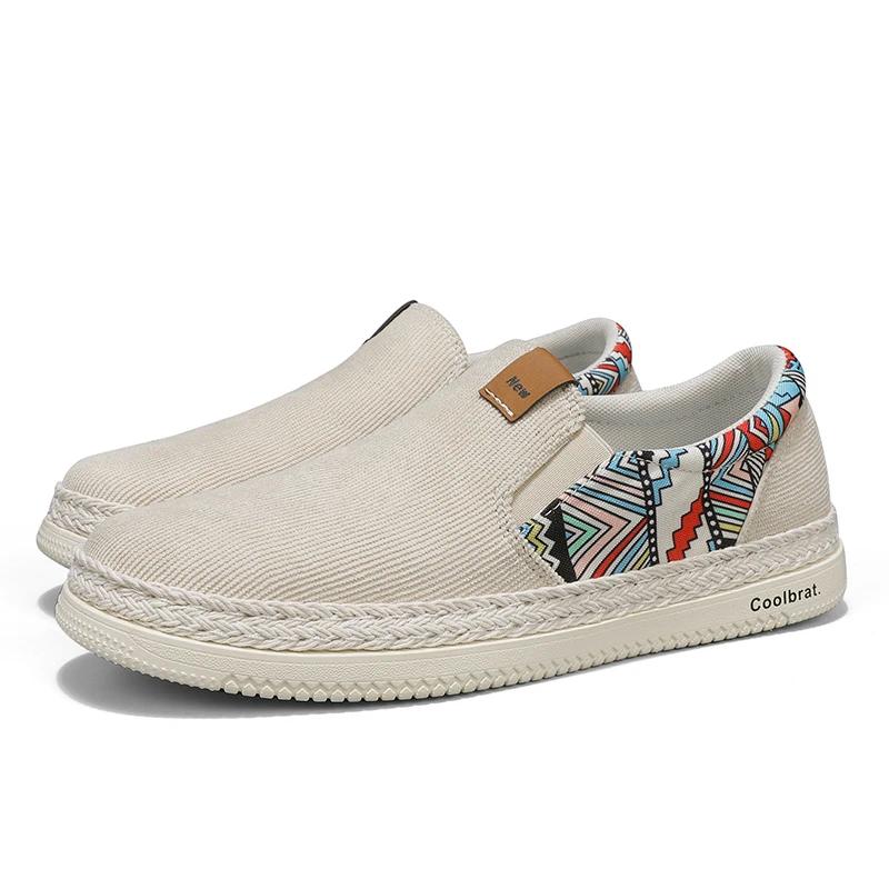 New Style Shoes Men's Sneakers Flat Canvas Shoes For Men Fisherman Linen Cloth Loafers Summer Sneakers Male Casual Shoes Man