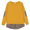 Spring Autumn Loose Casual Patchwork Sweatshirt Women Fake Two Pieces Pullover Top Ladies Flaid Patchwork Tee