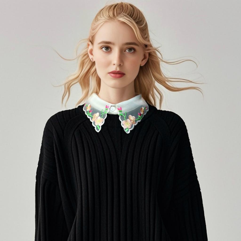 1 embroidered fake collar, children's accessory collar, shirt, versatile for women, spring and summer, sweater, hoodie, fake col