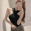 Summer Women'S Knitted Pullover Sexy Cross Neck Shoulder Two Wear Suspender Vest Outerwear
