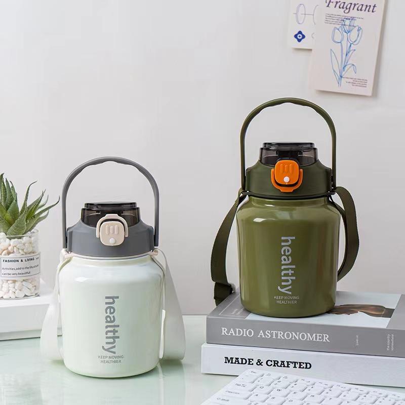 

Большая чашка для живота из нержавеющей стали изолированная чашка мода большой емкости бутылка для воды на открытом воздухе портативная с соломой