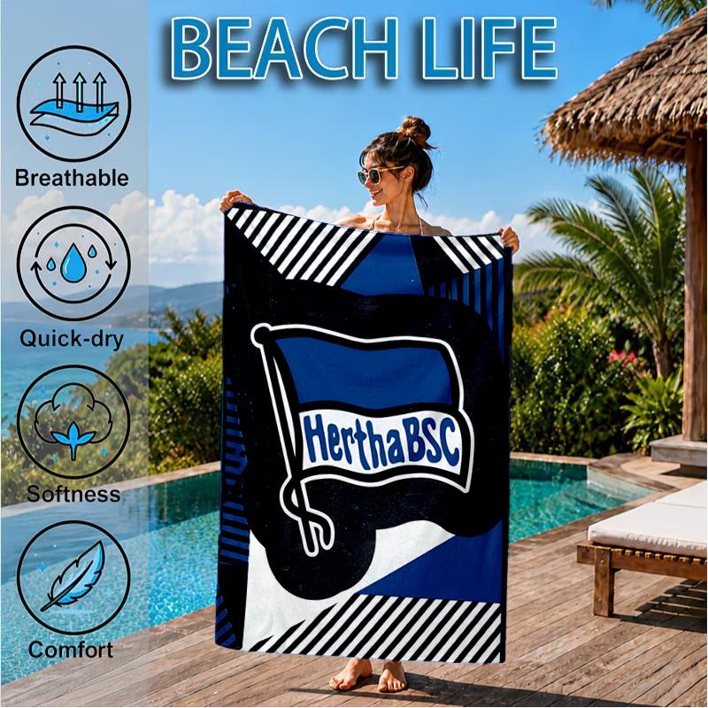 Hertha Bsc Berlin Crest Beach Towel, Quick-drying, Easy To Care For, Suitable for Both Fitness and Beach Vacations,Sports Essential