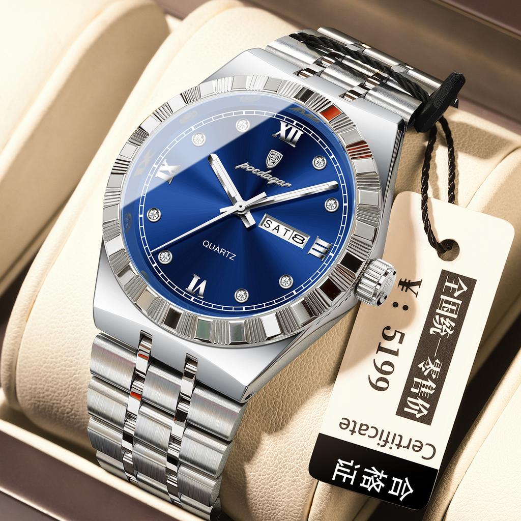Men'S Watch Double Calendar Slim Quartz Watch