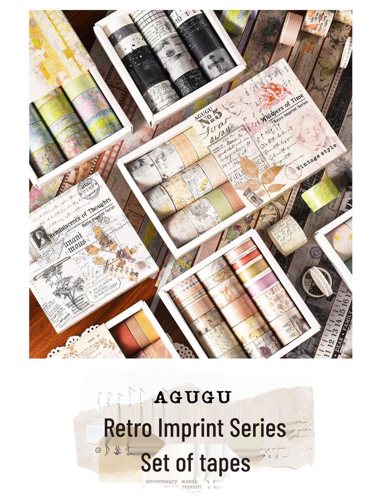 Retro Imprint Washi Tape Set: 20 Rolls, 6 Styles for Versatile Decoration